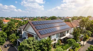 Sistem PLTS rooftop pada rumah dengan panel surya