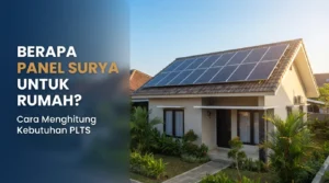 Panel surya terpasang di atap rumah untuk PLTS rumah tangga